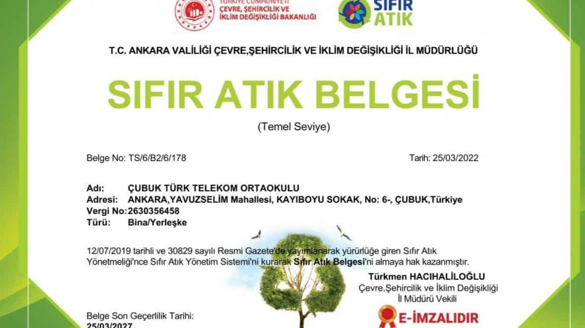 SIFIR ATIK BELGESİ